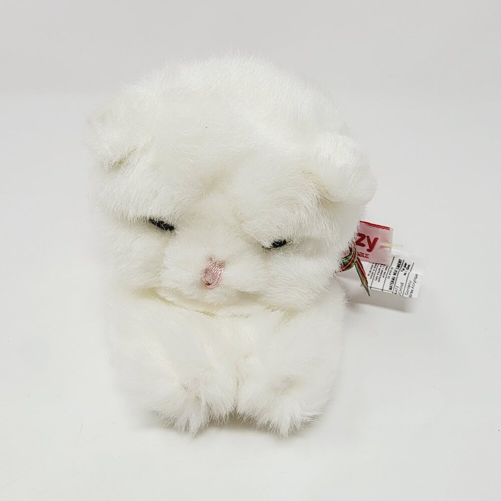 Vintage Russ Berrie Cat plush Snoozy Christmas Kitten in Santa Hat